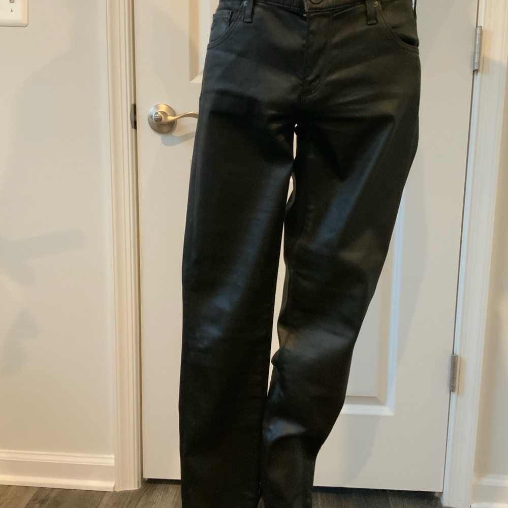AG Adriano Goldschmied Women's Black coated denim Skinny Jeans
